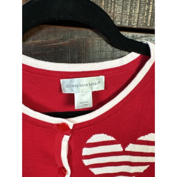 Christopher & Banks Valentines Cardigan Hearts Love Cute Women’s Size Small - Picture 8 of 9